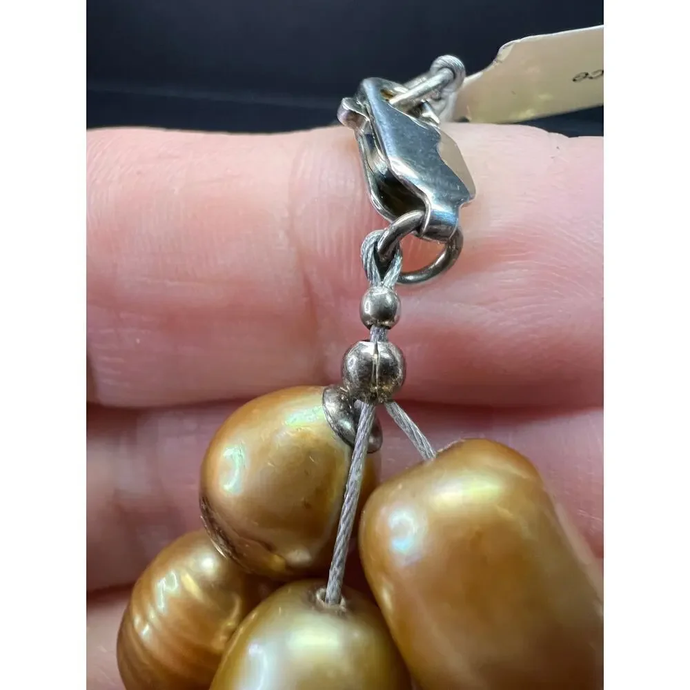 NEW smoky quartz and pearl multi strand necklace with sterling silver clasp